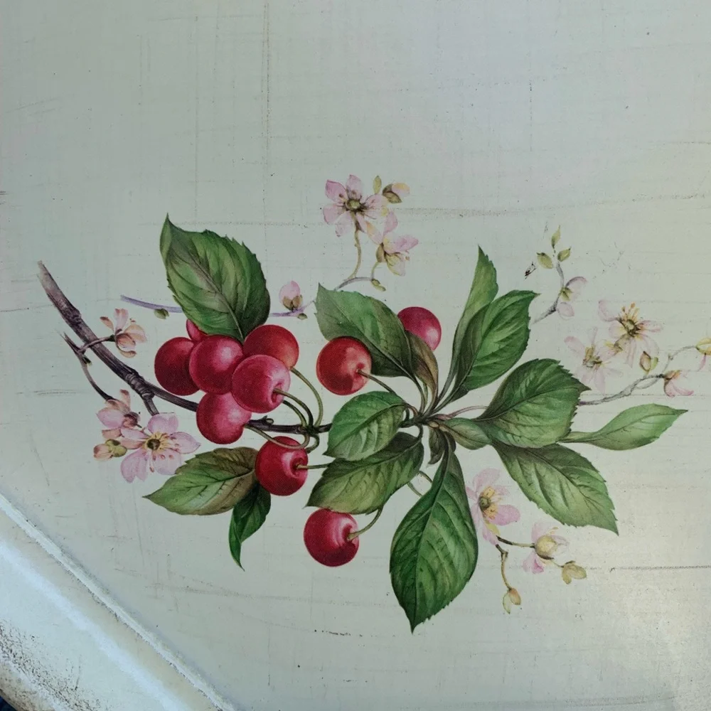 Vintage Florentine Italian Traditional tray Cream with Cherry Design